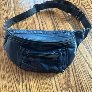 Vintage Navy Leather Belt Bag